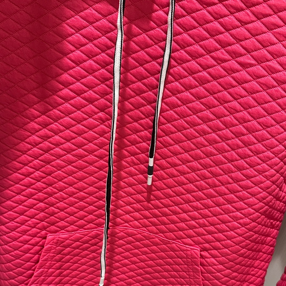 Quilted Bright Pink Hoodie Sweatshirt - Picture 3 of 5